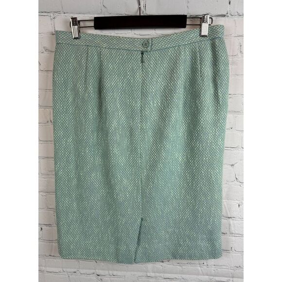 CARLISLE wool cotton light blue classic straight pencil skirt size 16 - Picture 2 of 5